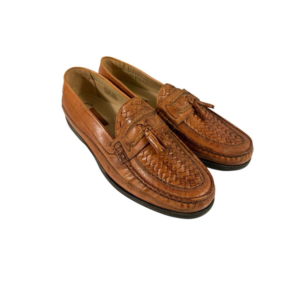Florsheim leather tassel loafers slip on shoes brown mens 40/9 9.5Made In Brazil
